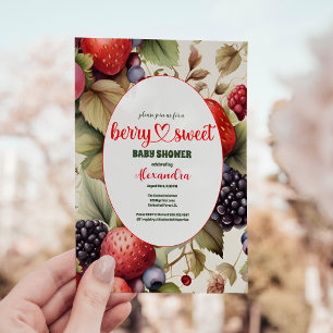 Berry Sweet Baby Girl Strawberry Baby Dusche Einladung