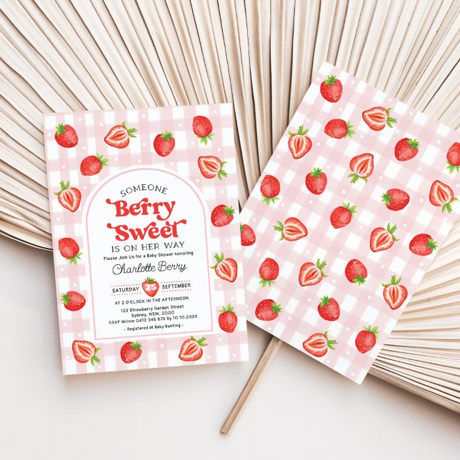 Berry Sweet Baby Girl Strawberry Baby Dusche Einladung (Von Creator hochgeladen)