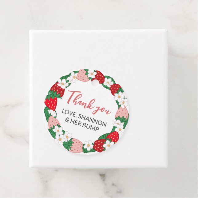Berry Sweet Baby Pink Strawberry Wreath Vielen Dan Geschenkanhänger (Beispiel)