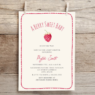 Berry Sweet Baby Raspberry Doodle Girl Babydusche Einladung