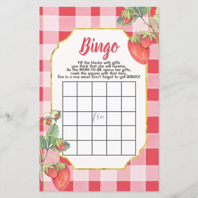 Berry Sweet Baby Showbingokarten Papier (Vorderseite)