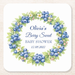 Berry Sweet Baby Shower Blaubeer Baby Mädchen Jung Rechteckiger Pappuntersetzer