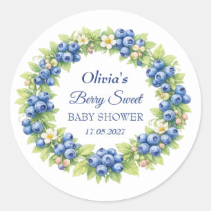 Berry Sweet Baby Shower Blaubeer Baby Mädchen Jung Runder Aufkleber