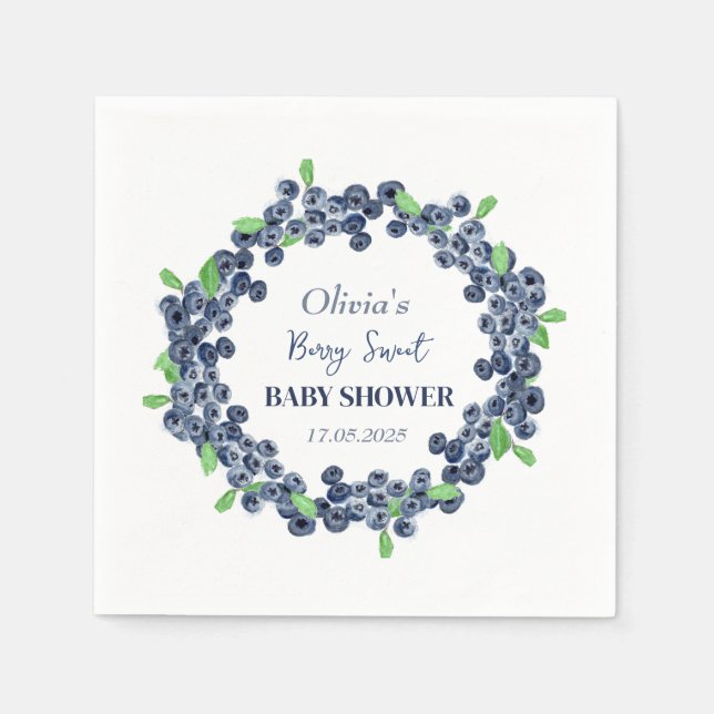 Berry Sweet Baby Shower Blueberry Baby Boy Serviette (Vorderseite)