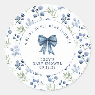 Berry Sweet Baby Shower Blueberry-Bogen Klassische Runder Aufkleber