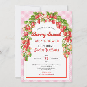 Berry Sweet Baby Shower Boho Pink Strawberry Einladung