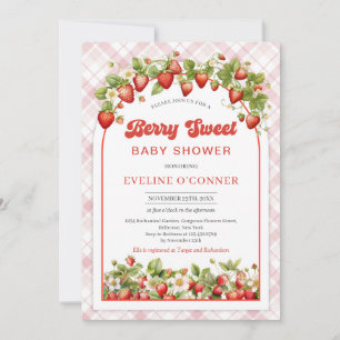 Berry Sweet Baby Shower Boho Pink Strawberry Einladung