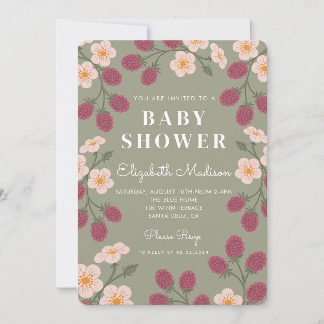 Berry Sweet Baby shower de framboise Invitation (Devant)