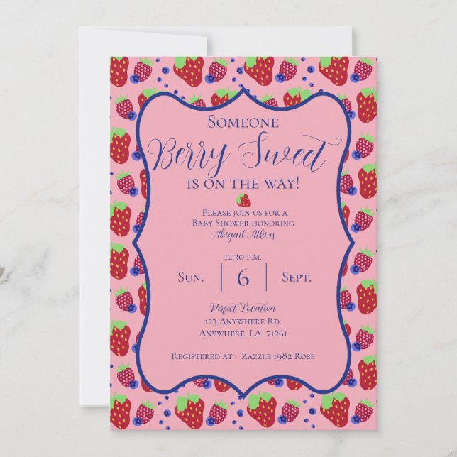 Berry Sweet Baby Shower Einladung (Vorderseite)
