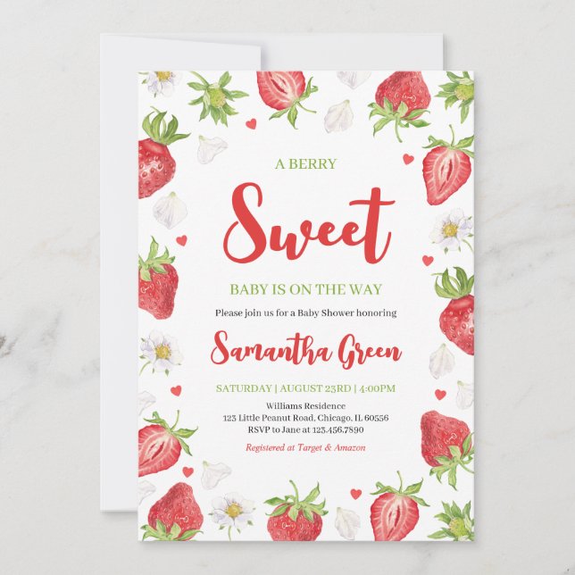 Berry Sweet Baby Shower Einladung (Vorderseite)