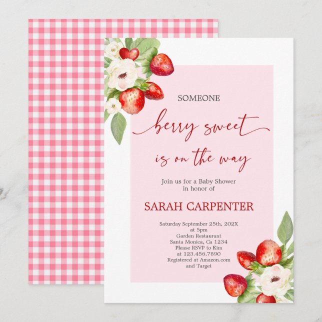 Berry Sweet Baby Shower Einladung (Vorne/Hinten)