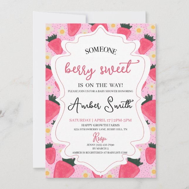 Berry Sweet Baby Shower Einladung (Vorderseite)