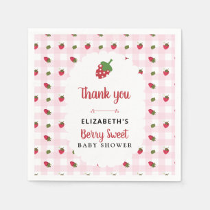 Berry Sweet Baby Shower Erdbeer Gingham Serviette