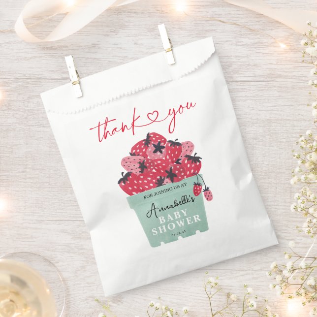 Berry Sweet Baby Shower Fevor Bag Strawberry Geschenktütchen (Ausgeschnitten)