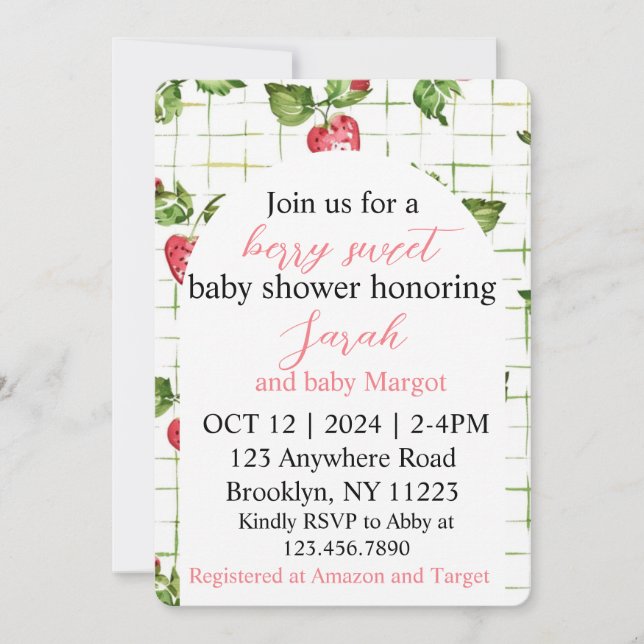 Berry Sweet Baby shower Invitation (Devant)