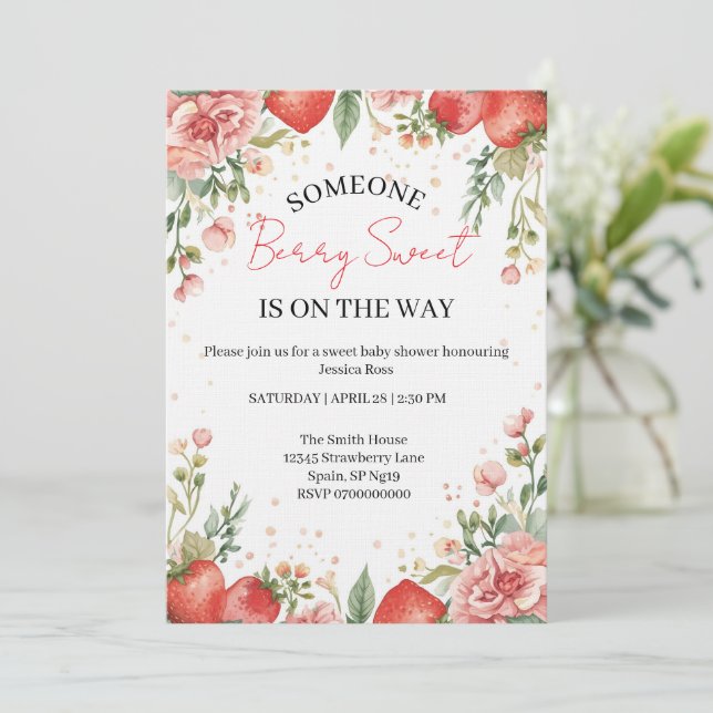 Berry Sweet Baby Shower Invitation  (Debout devant)