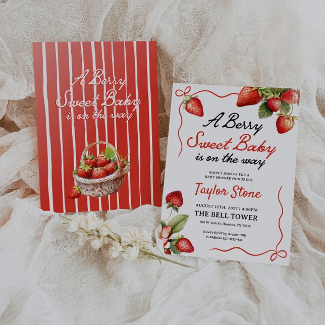 Berry Sweet Baby shower Invitation | Framboise (Créateur téléchargé)