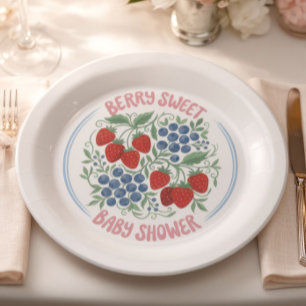 Berry Sweet Baby Shower Papierplatten Erdbeere Pappteller