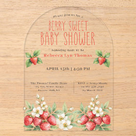 Berry Sweet Baby Shower Strawberries Acryleinladungen