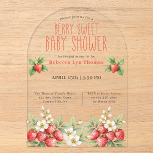 Berry Sweet Baby Shower Strawberries Acryleinladungen