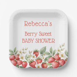Berry Sweet Baby Shower Strawberries Blossom Pappteller