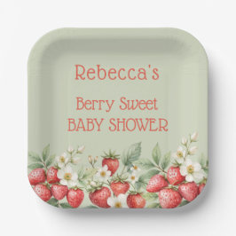 Berry Sweet Baby Shower Strawberries Blossom Pappteller