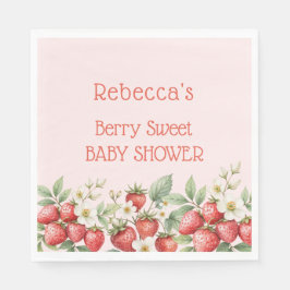Berry Sweet Baby Shower Strawberries Blossom Serviette