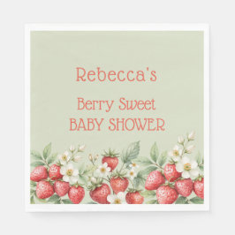 Berry Sweet Baby Shower Strawberries Blossom Serviette