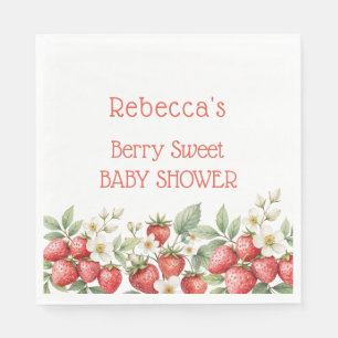 Berry Sweet Baby Shower Strawberries Blossom Serviette