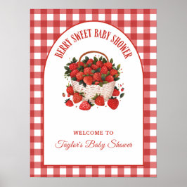 Berry Sweet Baby Shower Strawberry Begrüßungszeich Poster