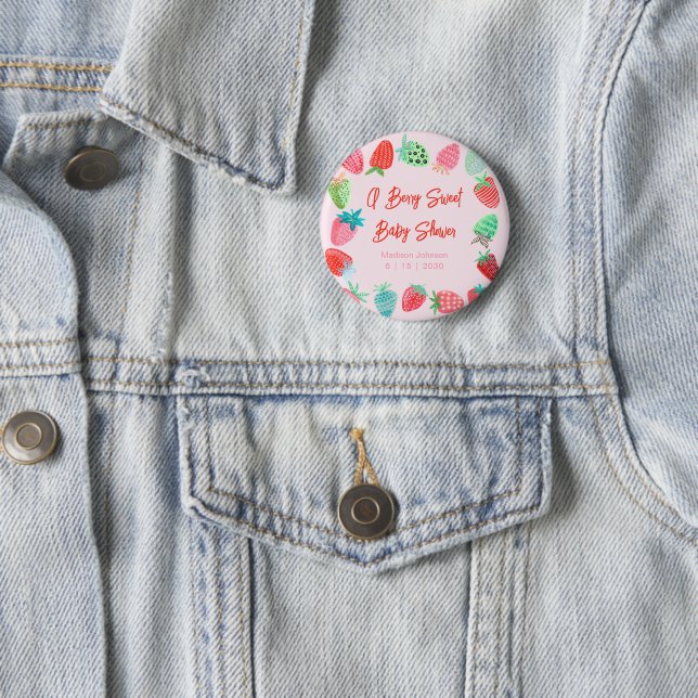 Berry Sweet Baby Shower Strawberry Button (Beispiel)