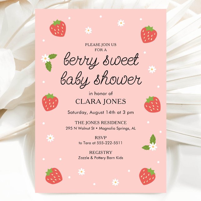 Berry Sweet Baby Shower Strawberry Einladung (Von Creator hochgeladen)