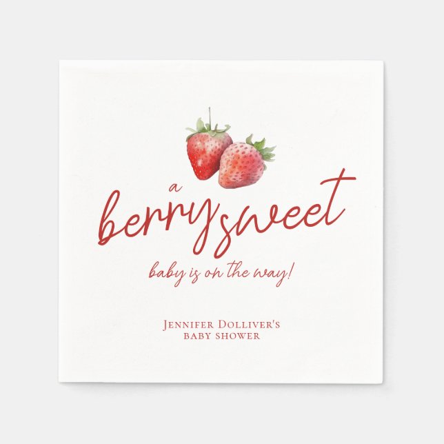 Berry Sweet Baby Shower Strawberry Serviette (Vorderseite)