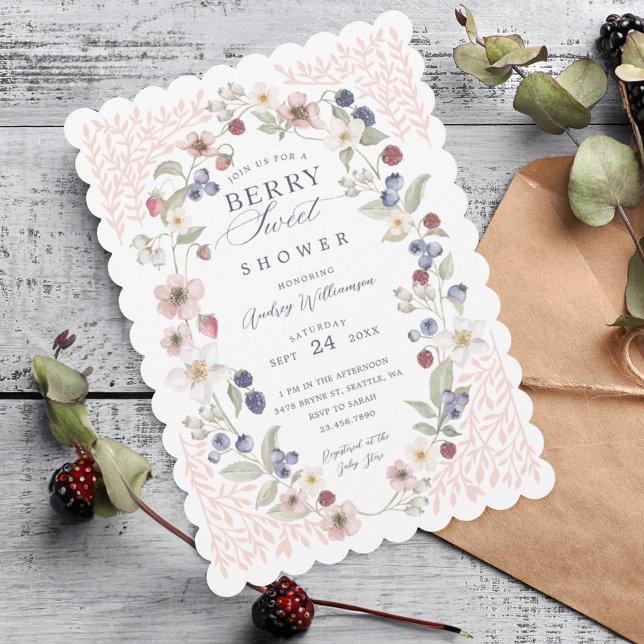 Berry Sweet Baby Shower Wild Berries & Flowers Einladung (Von Creator hochgeladen)