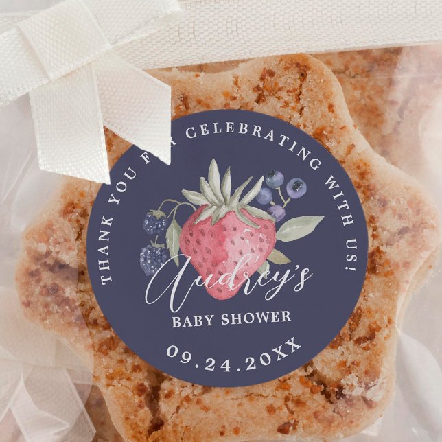 Berry Sweet Baby Shower Wild Berries Vielen Dank Runder Aufkleber (Berry Sweet Baby Shower Wild Berries Thank You Classic Round Sticker)