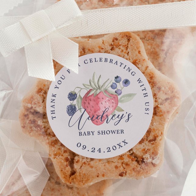Berry Sweet Baby Shower Wild Berries Vielen Dank Runder Aufkleber (Berry Sweet Baby Shower Wild Berries Thank You Classic Round Sticker)