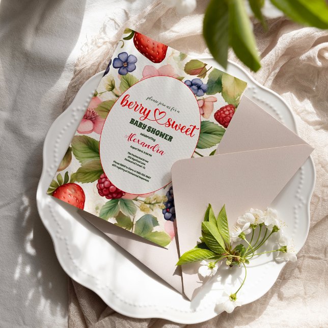 Berry Sweet Baby Shower Wilde Berries & Blume Einladung (Von Creator hochgeladen)