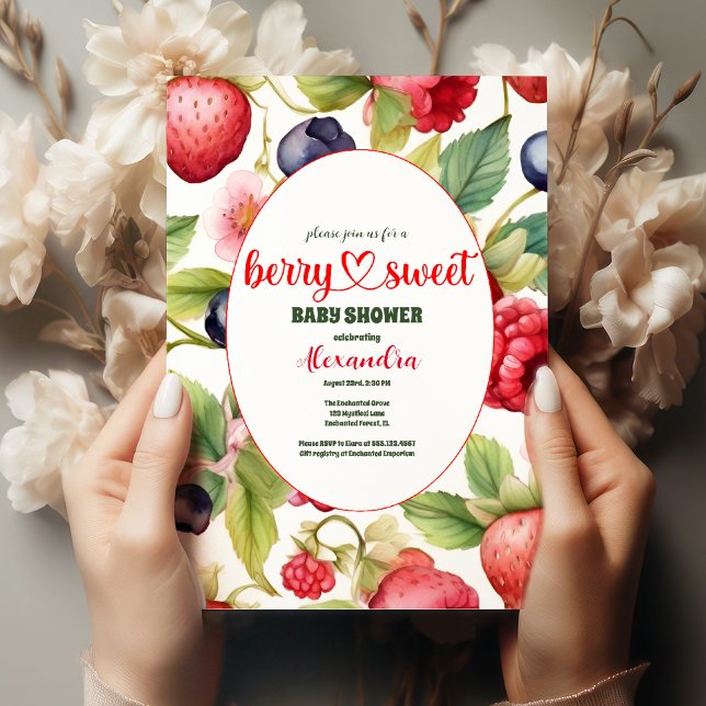 Berry Sweet Baby Shower Wilde Berries & Blume Einladung (Von Creator hochgeladen)