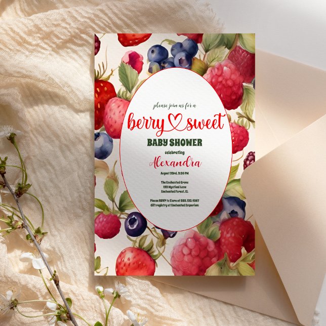 Berry Sweet Baby Shower Wilde Berries & Blume Einladung (Von Creator hochgeladen)