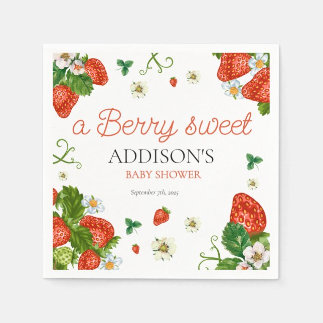 Berry Sweet Baby Strawberry Baby Dusche Serviette (Vorderseite)