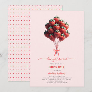 Berry Sweet Baby Strawberry Balloons Babydusche Einladung
