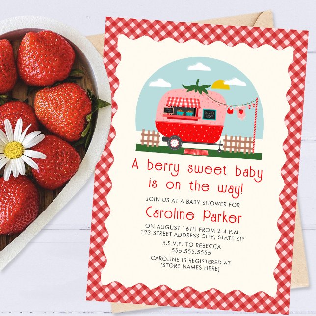 Berry Sweet Baby Strawberry Camper Einladung (Von Creator hochgeladen)