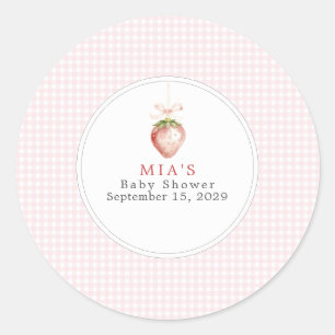 Berry Sweet Baby Strawberry Coquette Gingham Runder Aufkleber