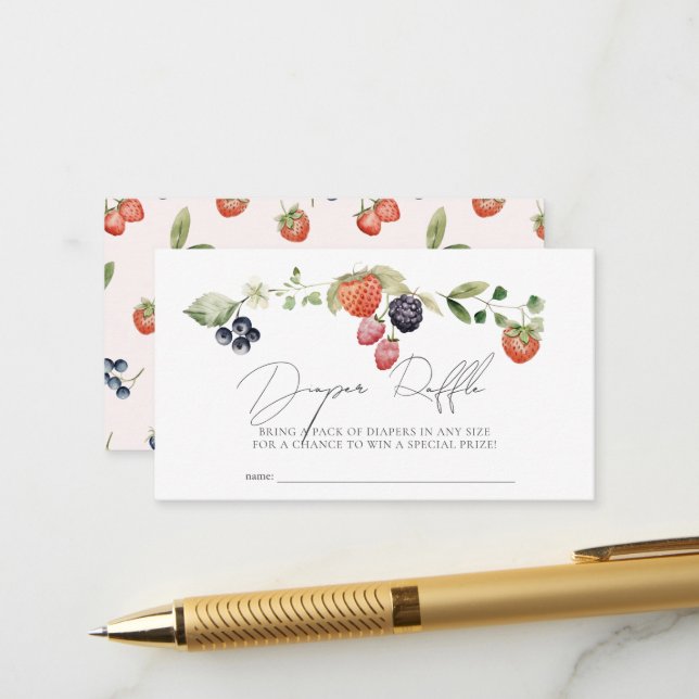 Berry Sweet Berries Baby Diaper Raffle Ticket Begleitkarte (Vorderseite/Rückseite Beispiel)
