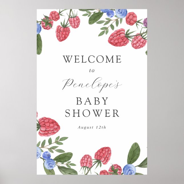 Berry Sweet Berries Baby shower Affiche de bienven (Devant)