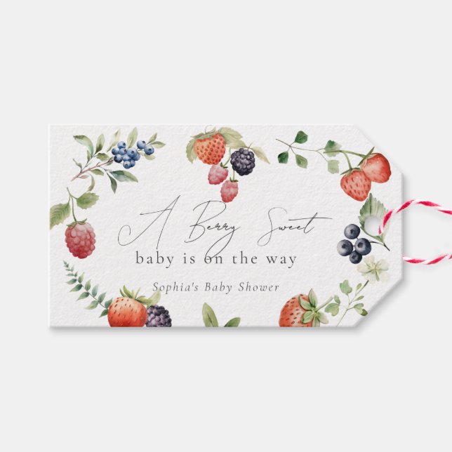 Berry Sweet Berries Girl Baby Dusche Geschenkanhänger (Vorderseite (Horizontal))