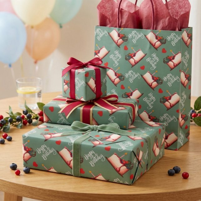 Berry Sweet Birthday Cake Muster Geschenkpapier (Von Creator hochgeladen)