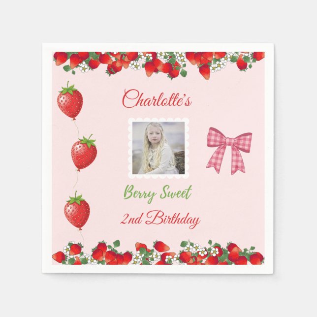 Berry Sweet Birthday Foto Serviette (Vorderseite)