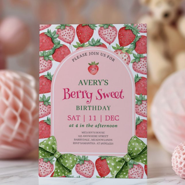 Berry Sweet Birthday Party Strawberry Birthday  Einladung (Von Creator hochgeladen)