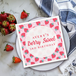 Berry Sweet Birthday Strawberry Daisy Serviette